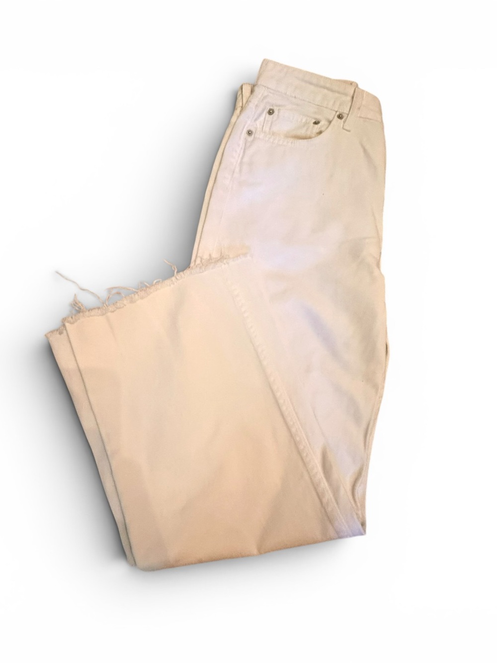 Reformation Jeans Fawcett Wide-Leg High-Rise Jeans in Cream